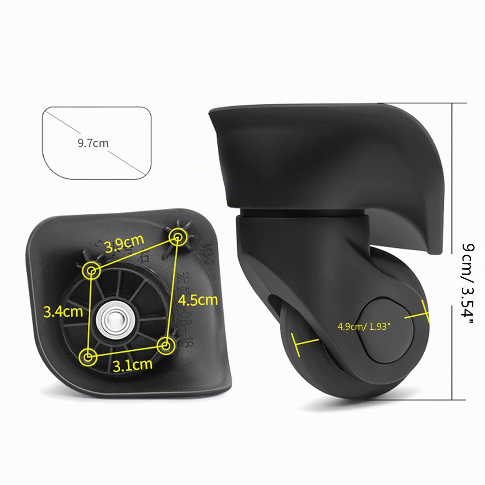 1 paire de roulettes de chariot pour valise, pièces de rechange pour boîte à bagages, pivotement à 360 degrés, réparation robuste