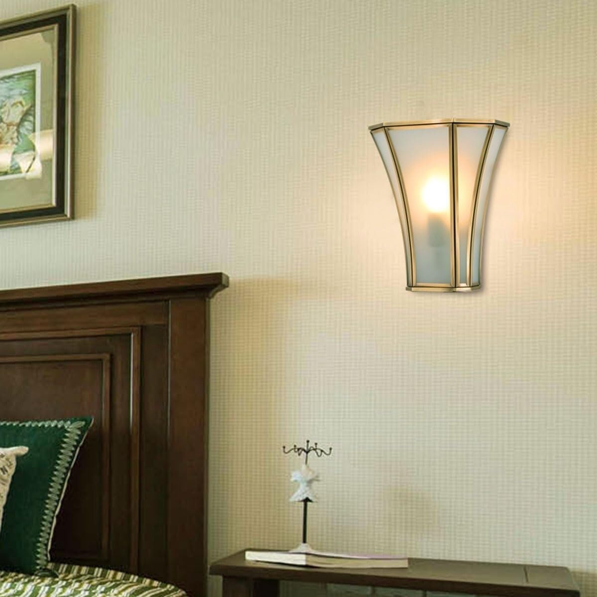 Lampada da Parete retrò, Lampada da Parete per Interni E14, Applique da Comodino e da Parete per Camera da Letto in Stile Country, Lampada da Studio e da Ingresso, Luce Artistica