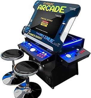 Creative Arcades Full Size Commercial Grade Cocktail Arcade Machine | 2 Player | 3500 Games | 32" LCD Lifting Screen | LED | 4 Sanwa Joysticks | Trackball | 2 Stools | 3 Year Warranty
