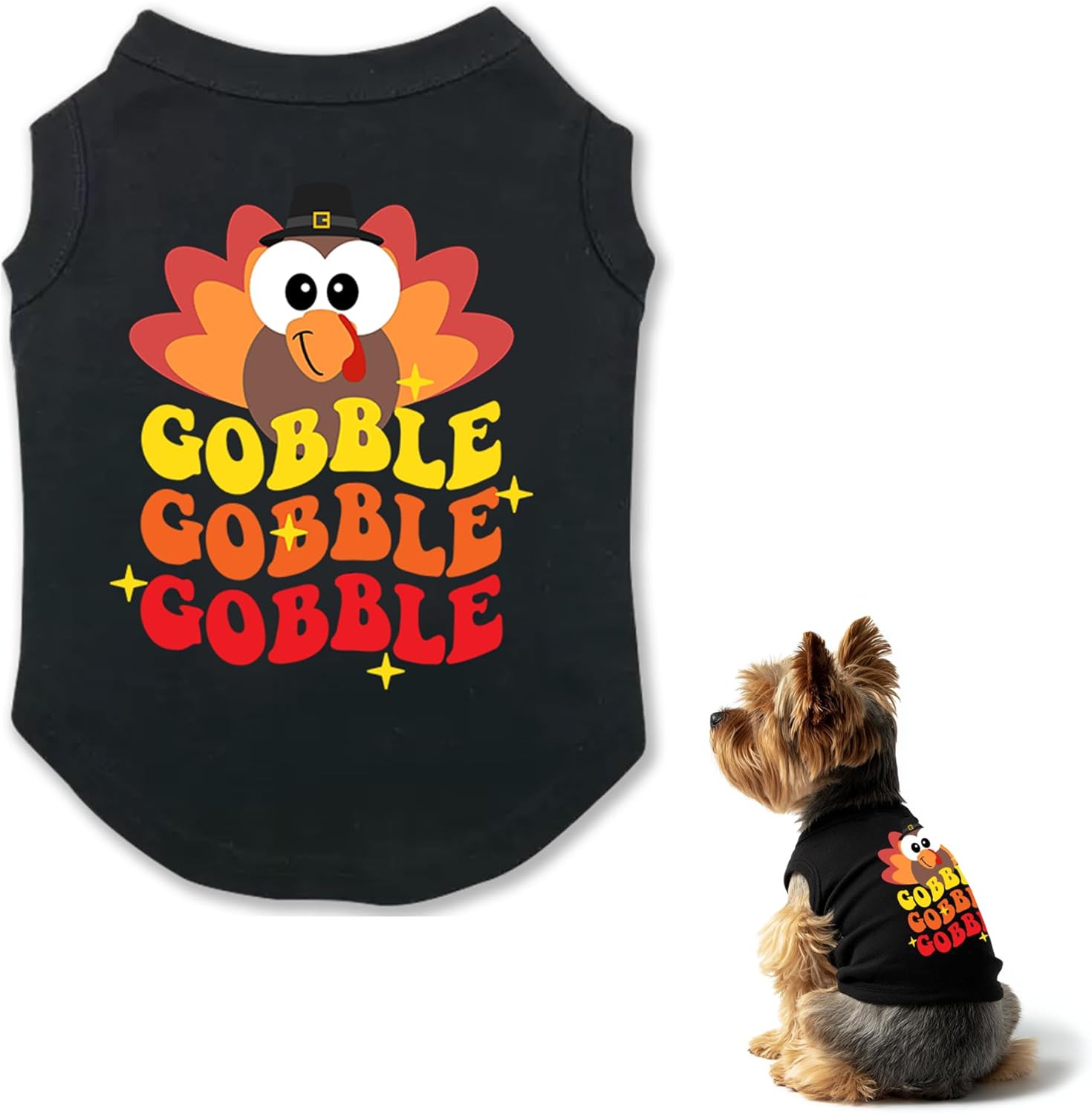 Thanksgiving Dog Shirts for Small Medium Dogs, Cute Turkey Printed Puppy Clothes, Thanksgiving Costume for Dogs (S)
