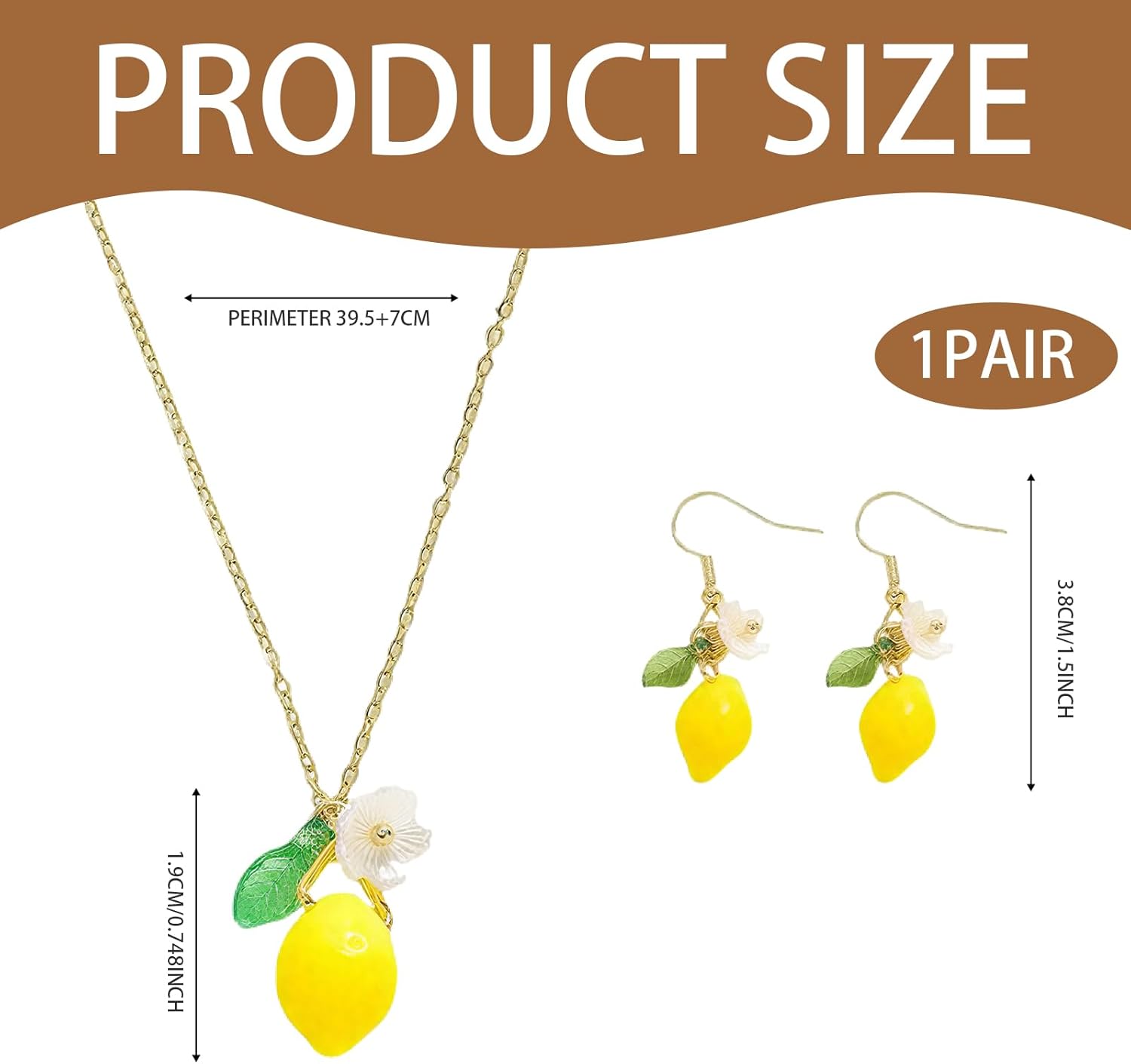 Cute Fruit Jewelry Set with Lemon Necklace and Earrings, Lightweight Fruit Themed Jewelry for Summer Daily Wear Stylish and Refreshing Accessories for Women, Premium Gifts on Anniversary Birthday - Image 2