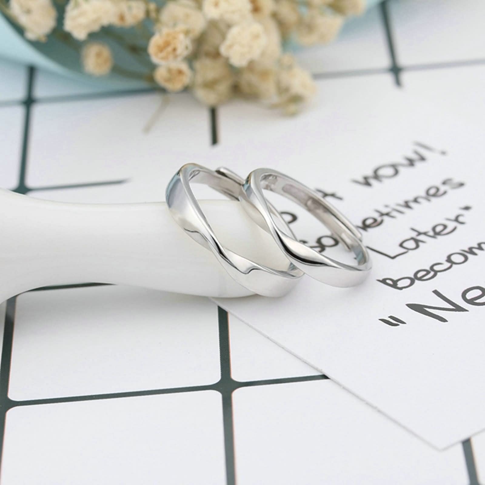 WXKAGF Eheringe, süße Freundschaftsringe, verflochtene Liebe, Silber, Sterlingsilber, Verlobungsgeschenke für Frauen