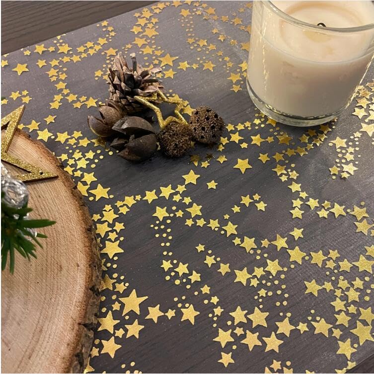 Runner Natale Elegante Herboom Runner Da Tavola In Organza Con Stelle 28 Cm X 7 M Colore Oro Per Natale E C 1033861