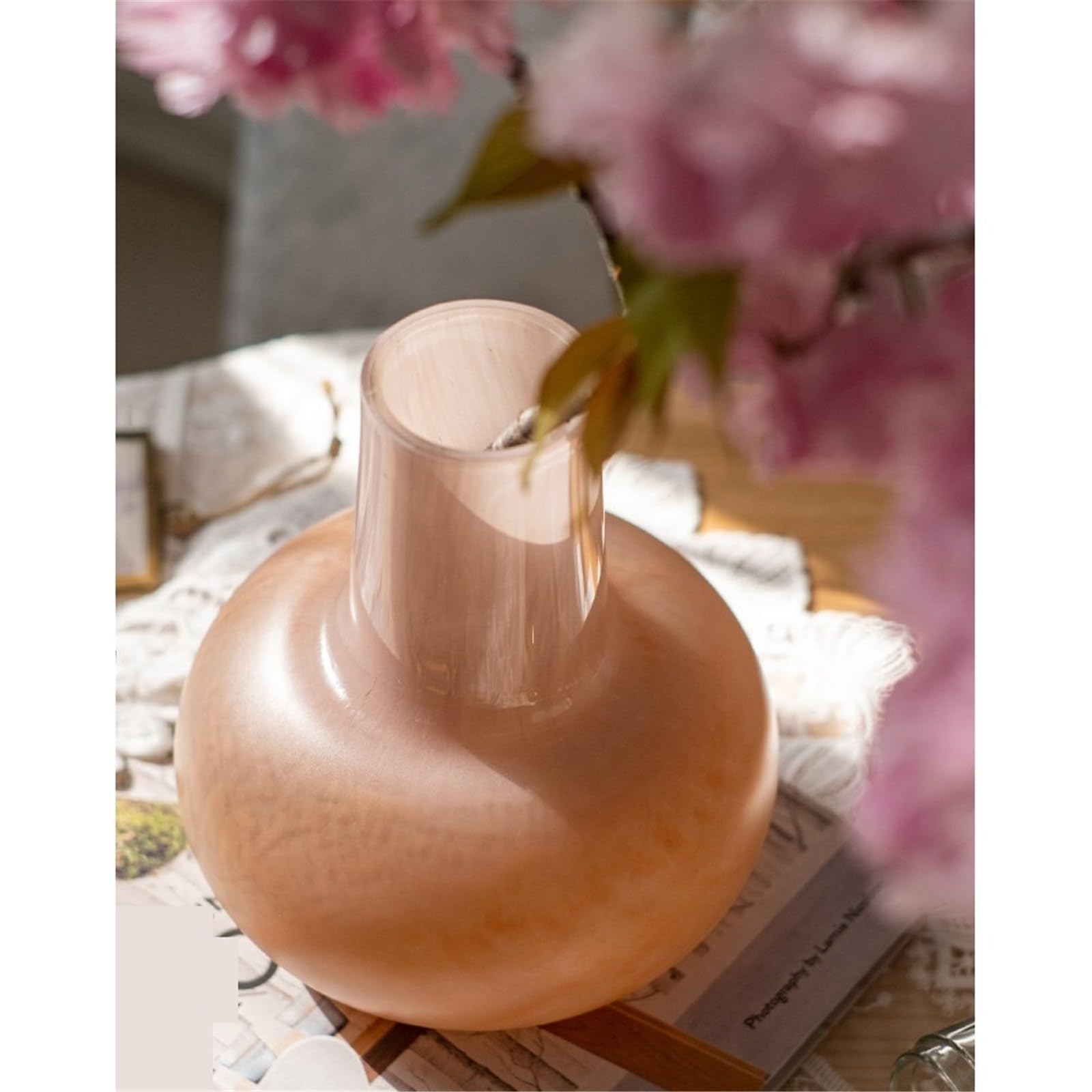 Vases décoratifs en Verre Rose Blush de 18cm, for Salon, Chambre à Coucher, Bureau Decoratif