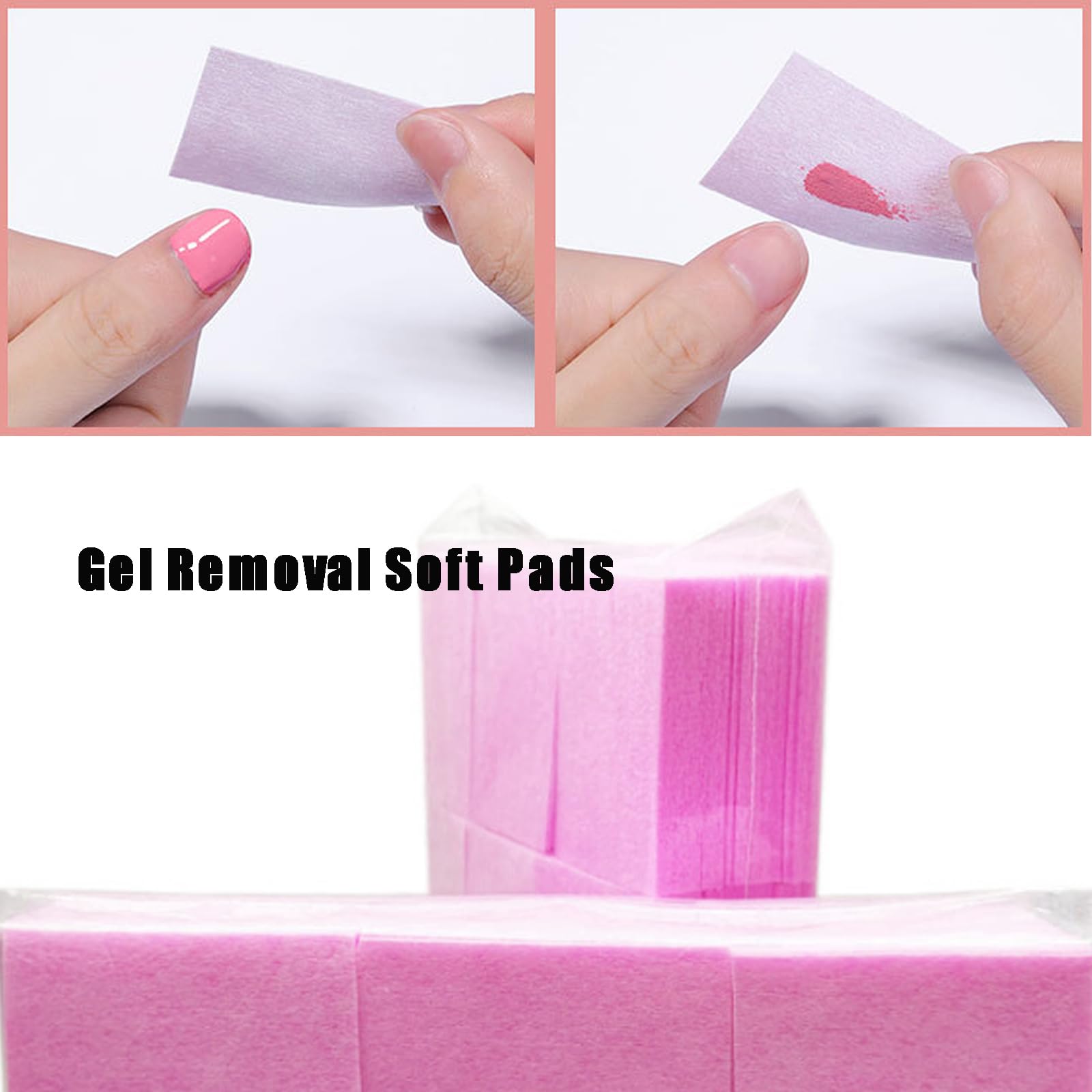 900 Pezzi Pad Unghie Senza Pelucchi, Tampone Salviette in Cotone per Unghie, Salviette per la Pulizia Senza Pelucchi per Unghie per Rimuovere Smalto e Gel(Rosa)