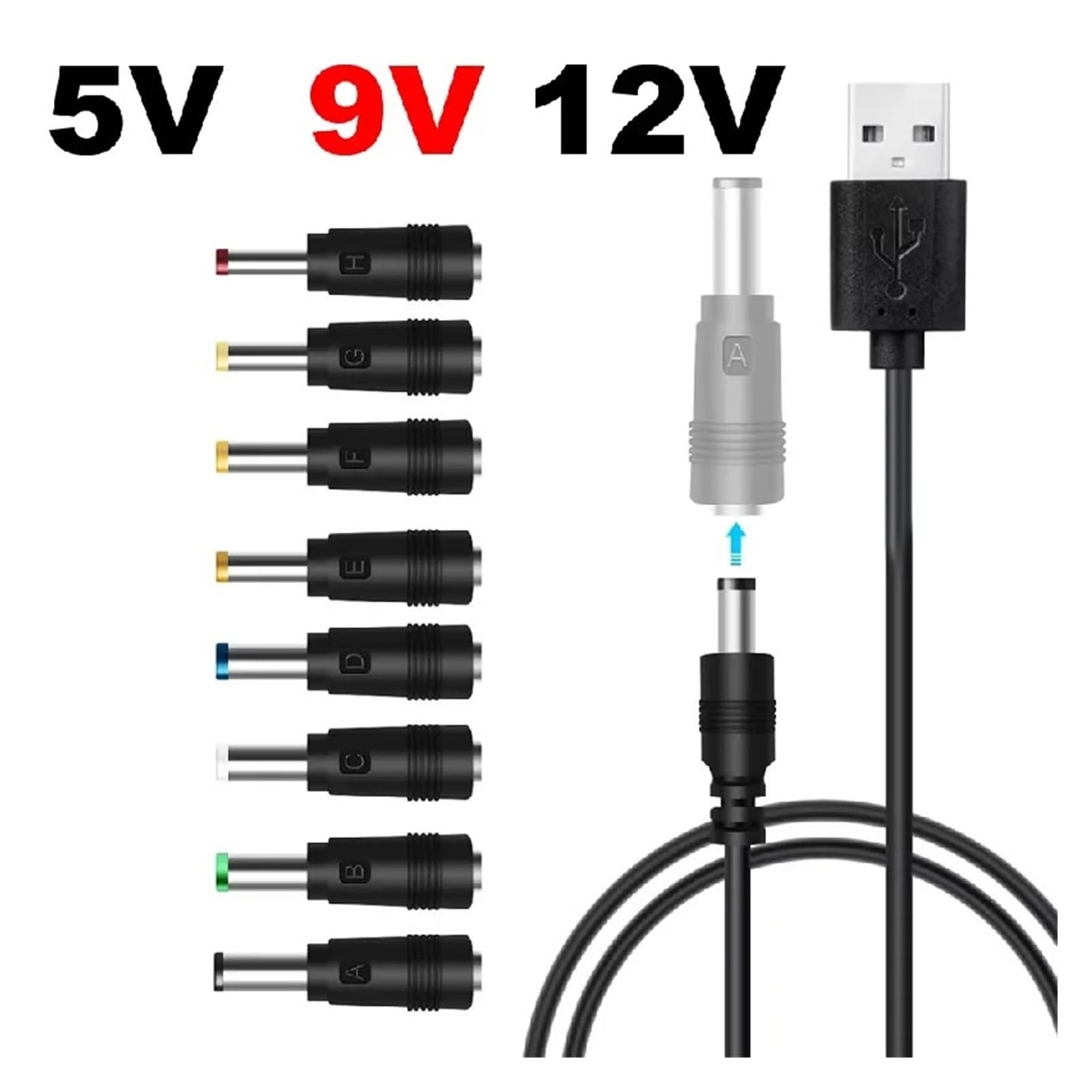 Kabel USB DC 5,5 x 2,1 mm 5 V 8 końcówek do telewizora CCTV Box
