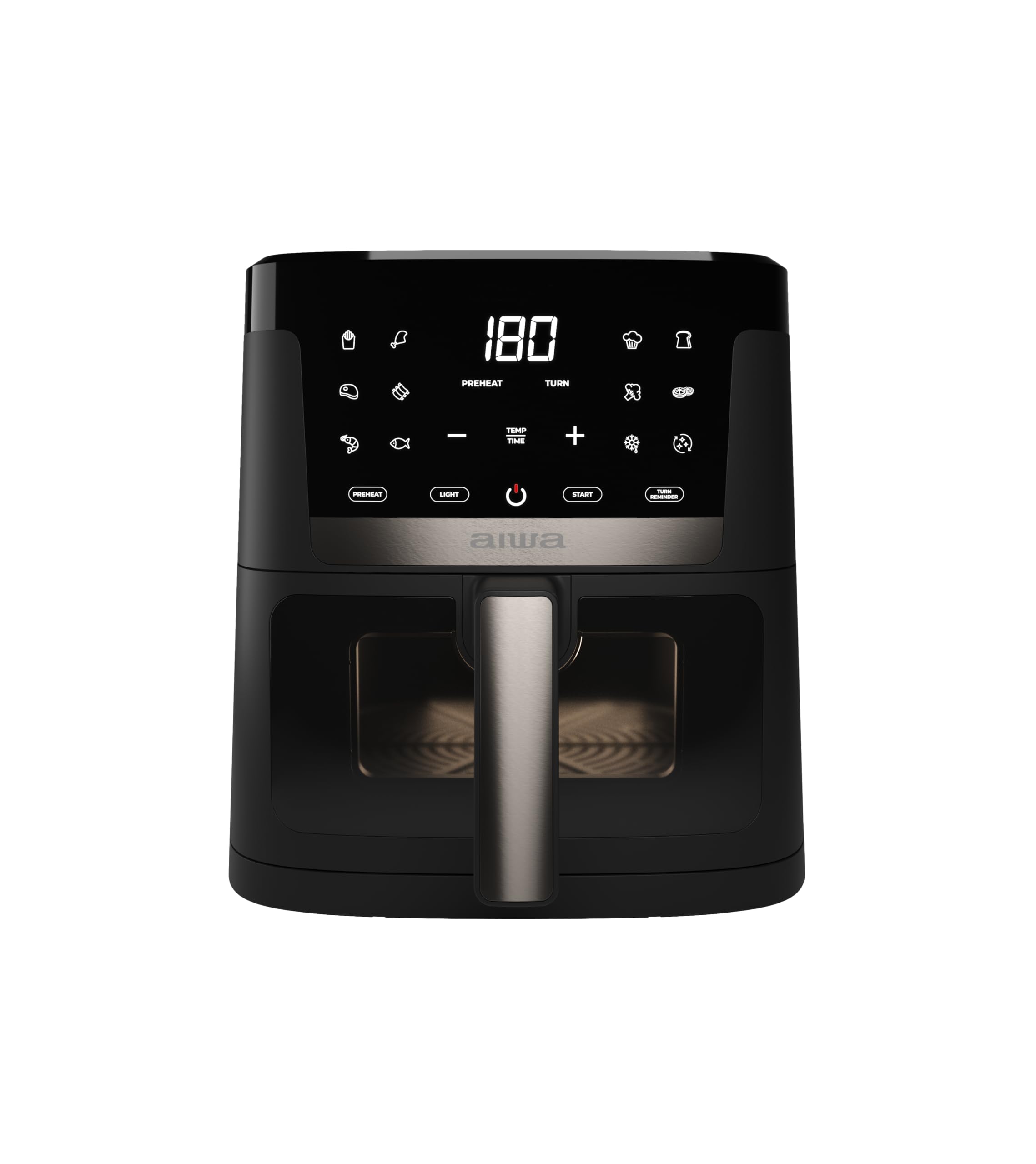 Aiwa Chukuma AFR-7000 Freidora de Aire 7 L, 1800 W, Control Digital, 12 Programas, Autolimpieza, Ventana Visible, Acero Inoxidable/Plástico. Color: Negro