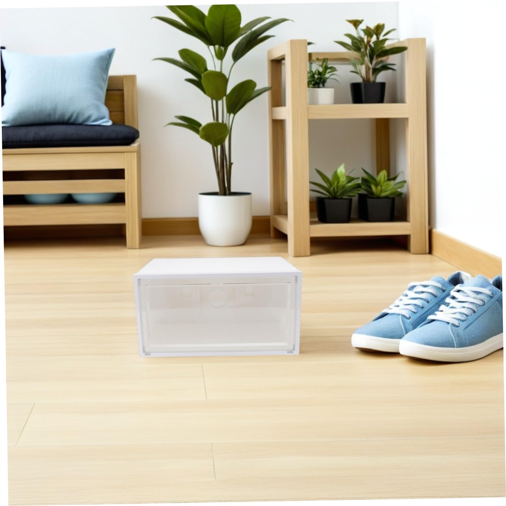Caja de Zapatos Transparente de Plástico Gran Capacidad y Puerta Lateral, Organizador Práctico y Diseño Simple para Almacenamiento Hogar