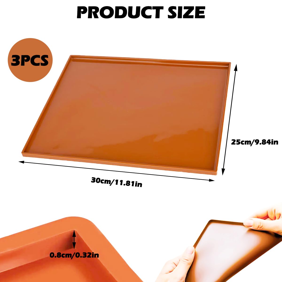 2 Pièces Tapis De Cuisson Silicone Plaque Génoise 30.5x25.8x1 Cm - Rouge & Chocolat