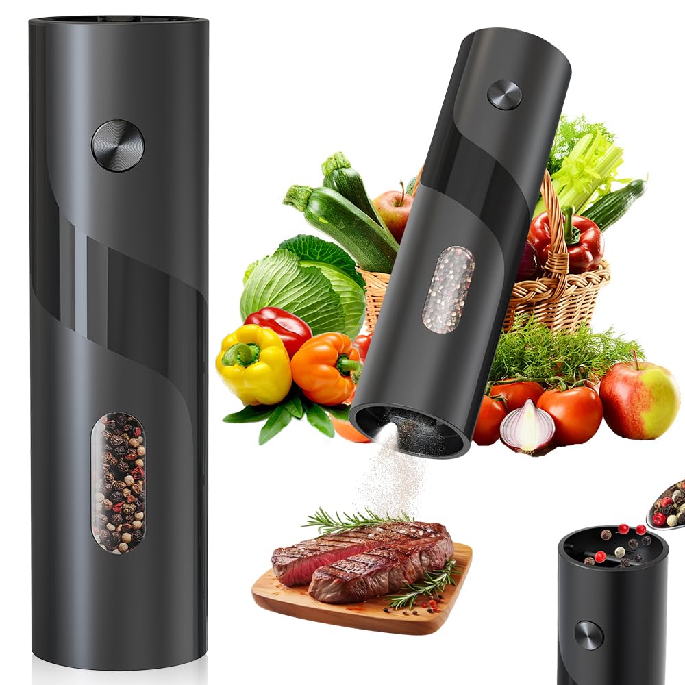 Photo 1 of JIDSPWLS Electric Pepper or Salt Grinder Mill,Automatic Pepper Mill with LED Light,Battery Powered Automatic Pepper Grinder,Refillable and djustable CoarsAeness Pepper Grinder(1 pack Black)