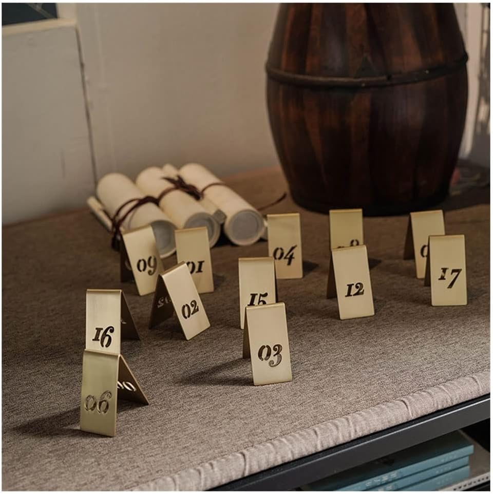 3D立体銅テーブル番号カードシートカード、レストランバーメタルスタンディングテーブルナンバーカード、ケータリングサービスツール1個(