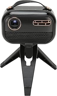 Outdoor Projector Mini Portable DLP Video Projector with 5G WiFi Bluetooths, Tripod 4GB 32GB Remote Control, 5000mAh Rechargeable for Android9.0 Camping Picnic Car Moive (Black)