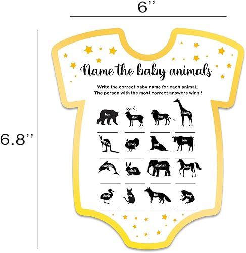 Miniatura 2 de Juego de baby shower, tarjetas de juego con nombre de los animales del bebé, juego de 30 tarjetas, suministros y actividades para juegos de fiesta