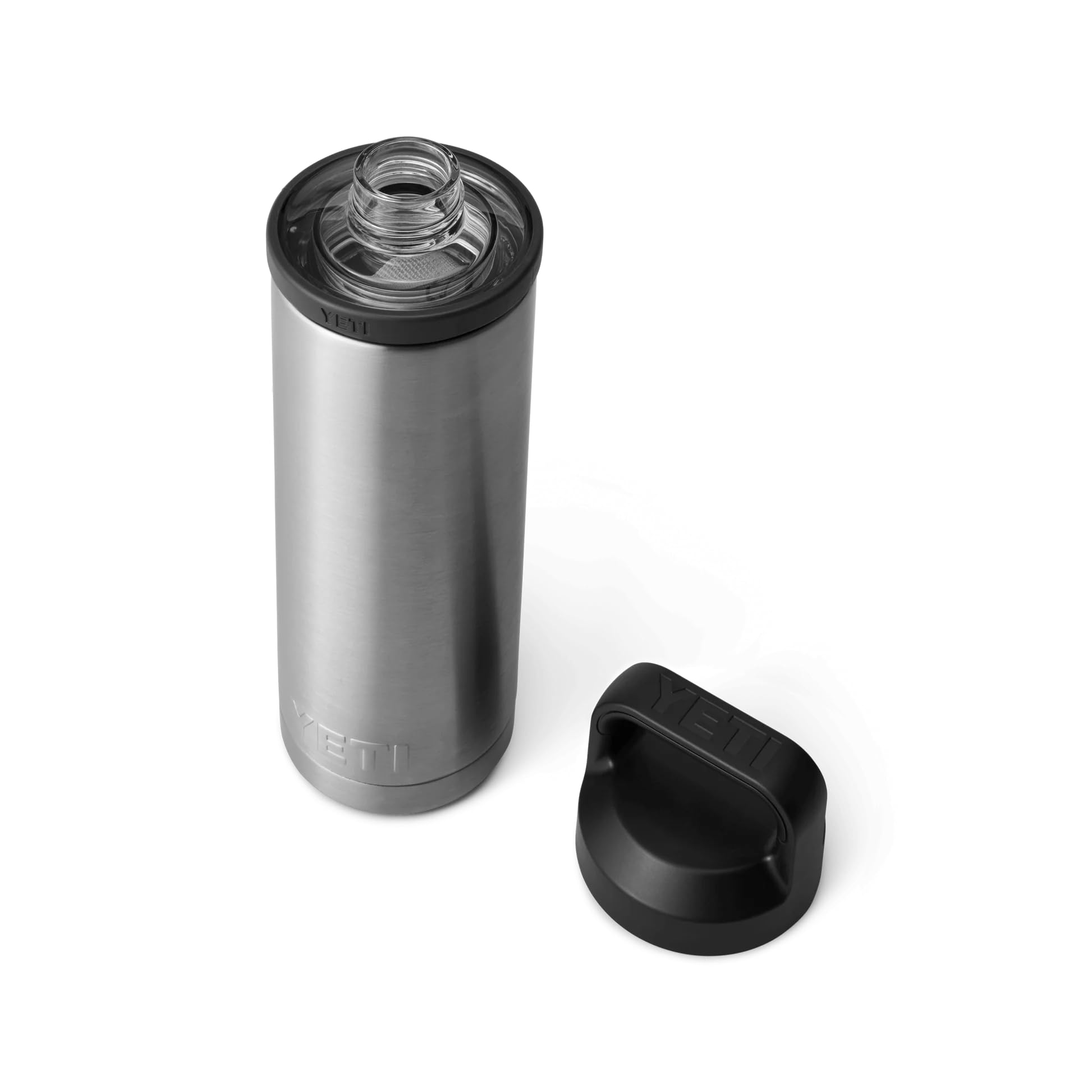 YETI Rambler Trinkflasche 18 oz (532 ml) Stainless Steel – Edelstahl Trinkflasche, Wasserflasche Sport mit Chug–Verschluss, isolierte Sportflasche