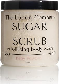 The Lotion Company Sugar Scrub Exfoliating Body Wash, Paraben Free, Cruelty Free, Made in USA, Bath and Shower Exfoliator, Baby Powder Fragrance Scent