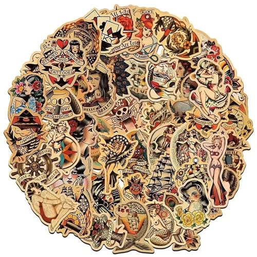 lot de 100 stickers pin up tattoo old school style vintage autocollant