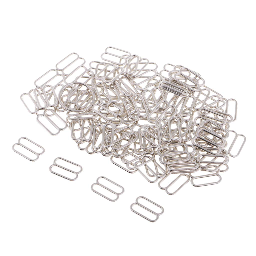 Kodxylytix 100Pc Metal Bra Strap Adjuster Slider 8 Hook Lingerie Adjustment Buckle 12mm Silver