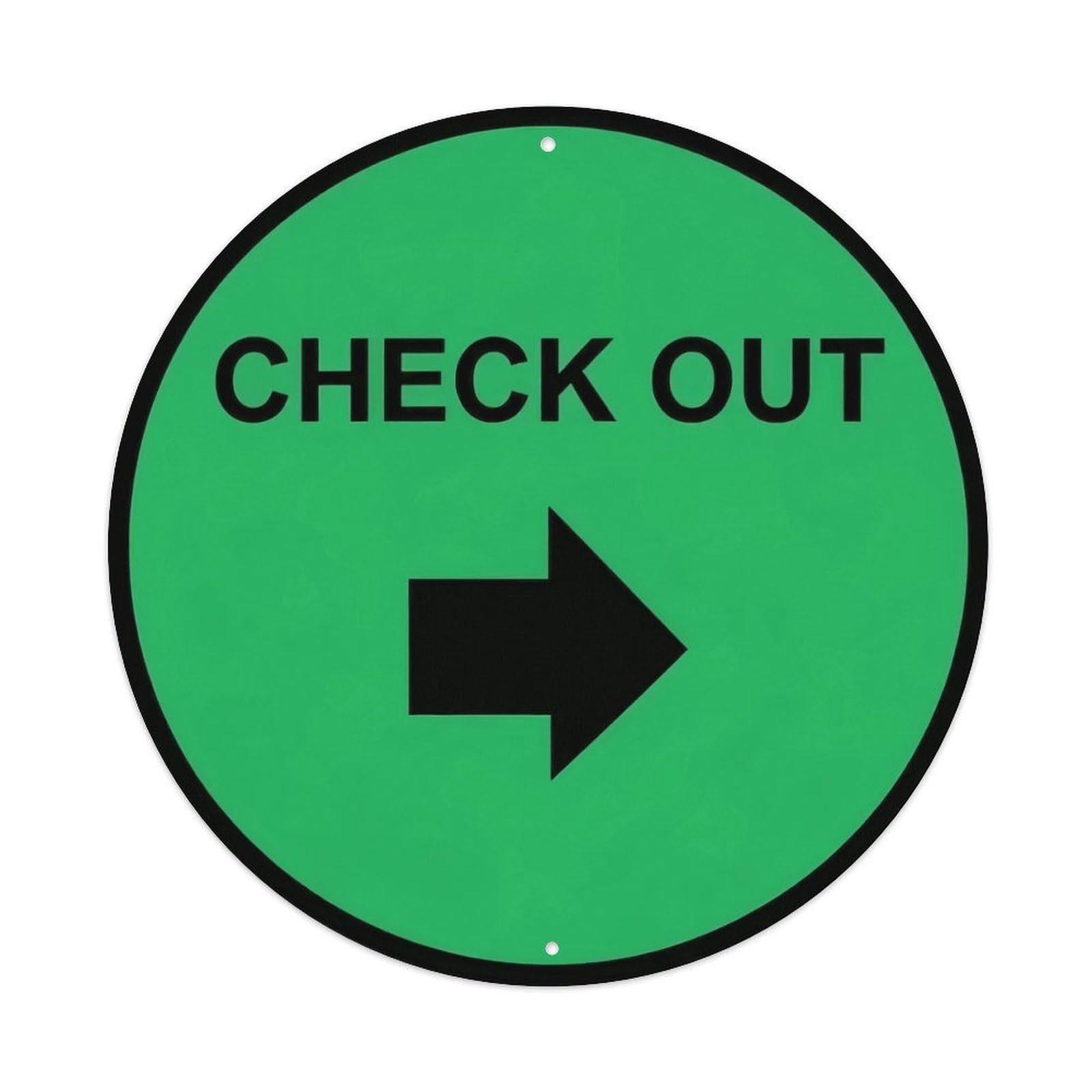 Ldfuieksufg Style Round Green Check Out Right Arrow Direction Wall Sign Shop Decor Vintage Aluminium Metal Sign, Retro Wall Decor For Home, Bar, Garage & Farmhouse 20X20cm