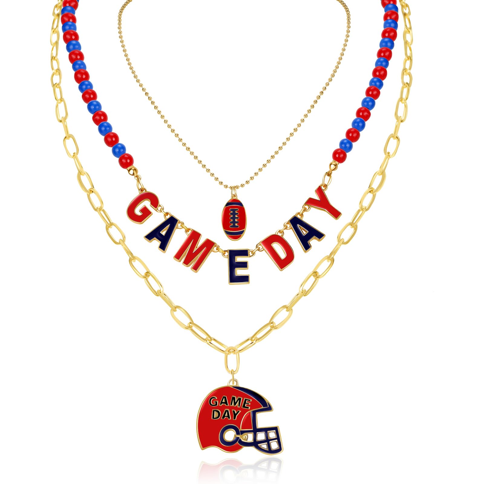 Artlunar Game Day Necklace Stack Football Necklace for Women Stackable Charm Necklace Game Day Accessories Football Mom Outfit Jewelry