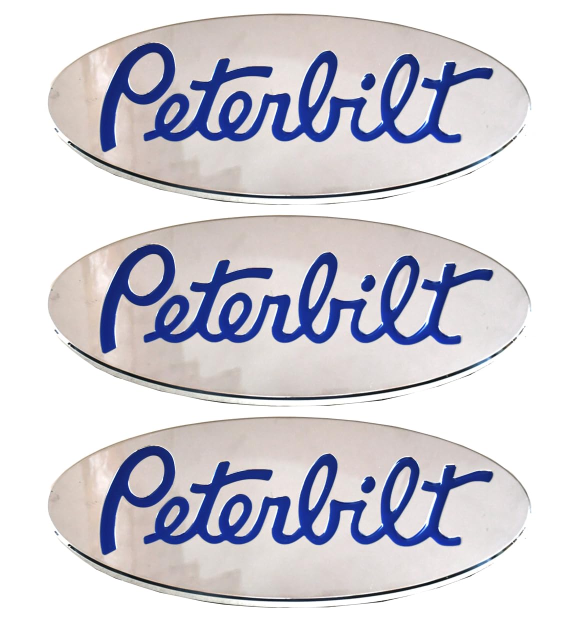 3pcs Name Emblem Plate Custom CNC 6061 Logo Grille Fender 3D Badge Replacement for Peterbilt (Blue)