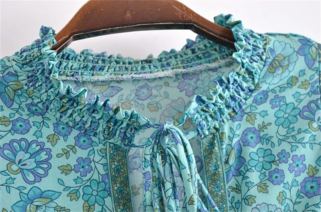 Vestido midi de rayón de verano para mujer, estampado floral, vestido largo bohemio