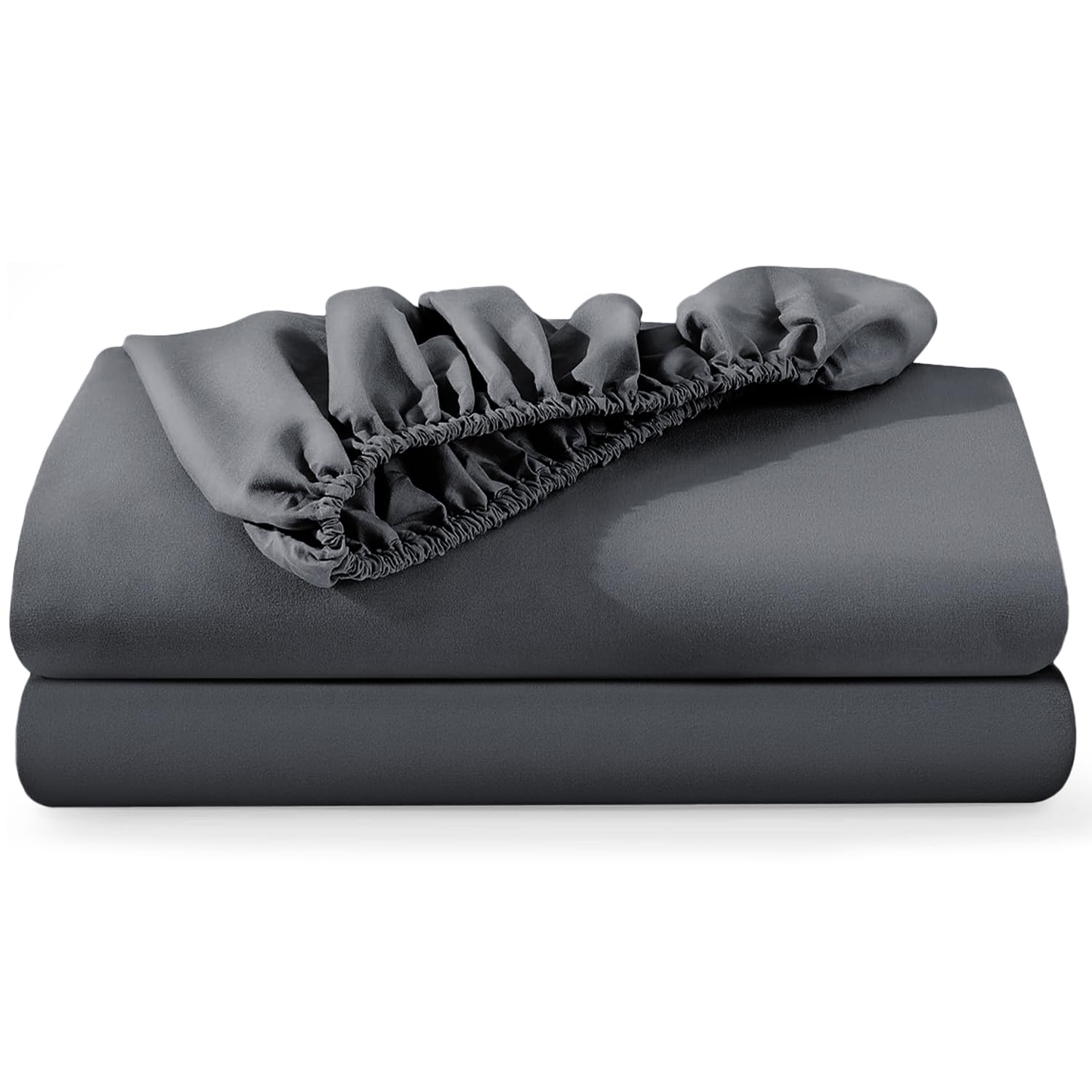 Bedlooms Charcoal Super King Fitted Sheet 2 Pack – (180X200cm) Up To 25Cm Deep Bed Sheets