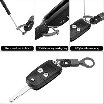 2 Piece Braided PU Leather Keychain Strap Keyring with Zinc Alloy for Car Office Home Keys