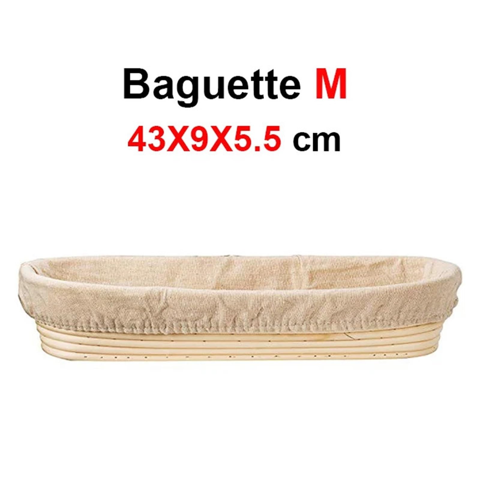 Cesta de ratán for fermentación pan, tazón for hornear masa madre(Baguette 43X9X5)