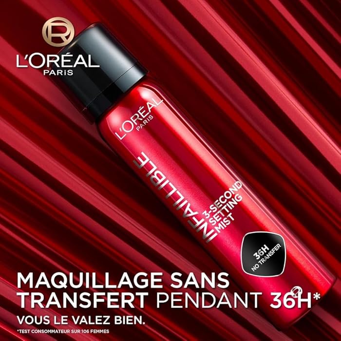L'Oréal Paris - Spray Fixateur de Maquillage - Waterproof - Sans Transfert - Formule Légère - Non Collant - Résistant à l'Eau et à la Transpiration - Tenue Jusqu'à 36h - Infaillible - 75 ml : Amazon.fr: Beauté et Parfum
