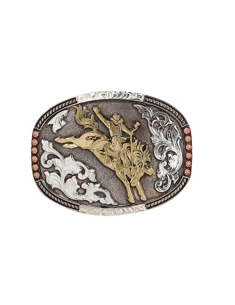 Crumrine Oval Buckle, Saddle Bronc Motif