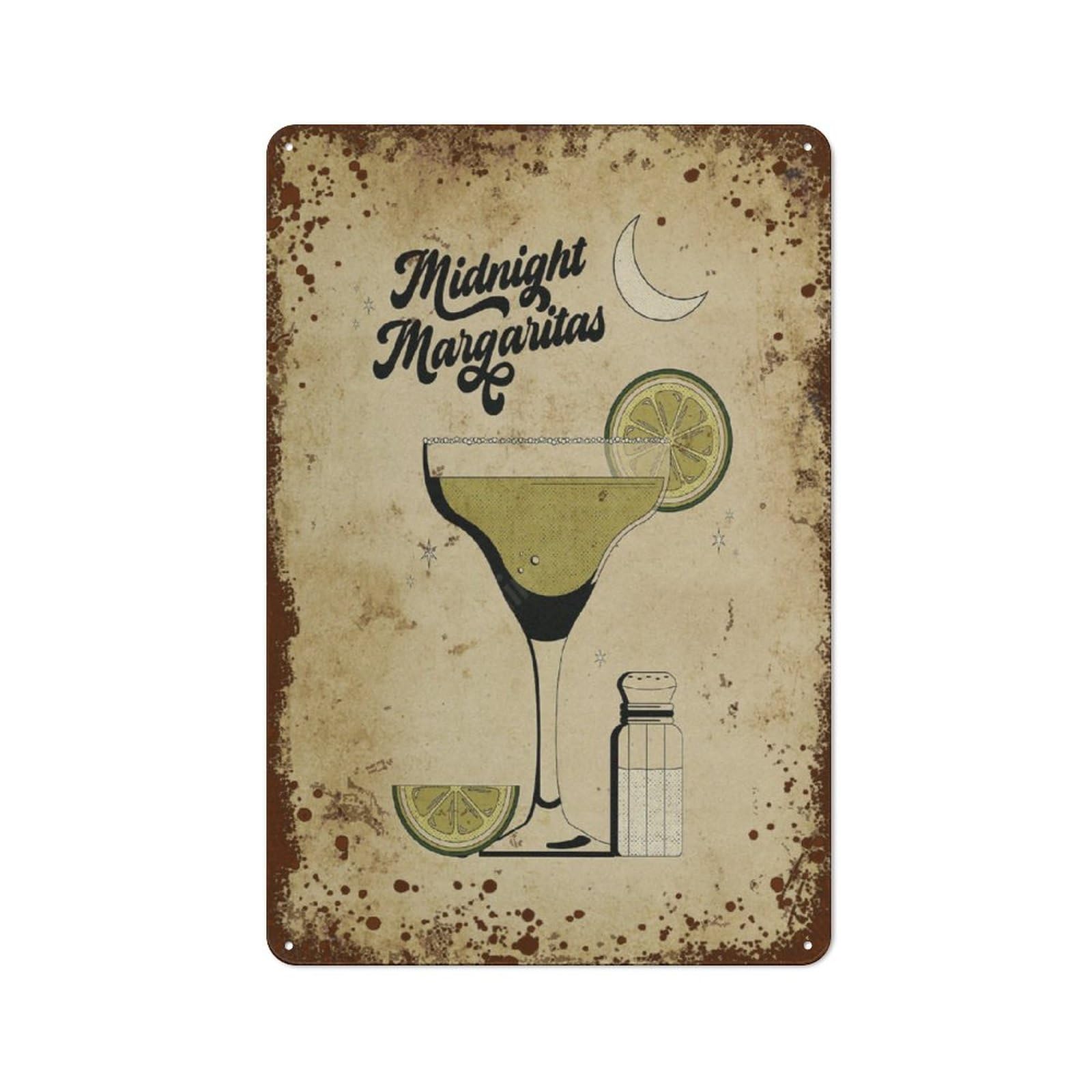 Midnight Margaritas Magic Novelty Retro Metal Tin Sign, Funny Wall Decor Garage Bar Courtyard Living room 8x12 Inch
