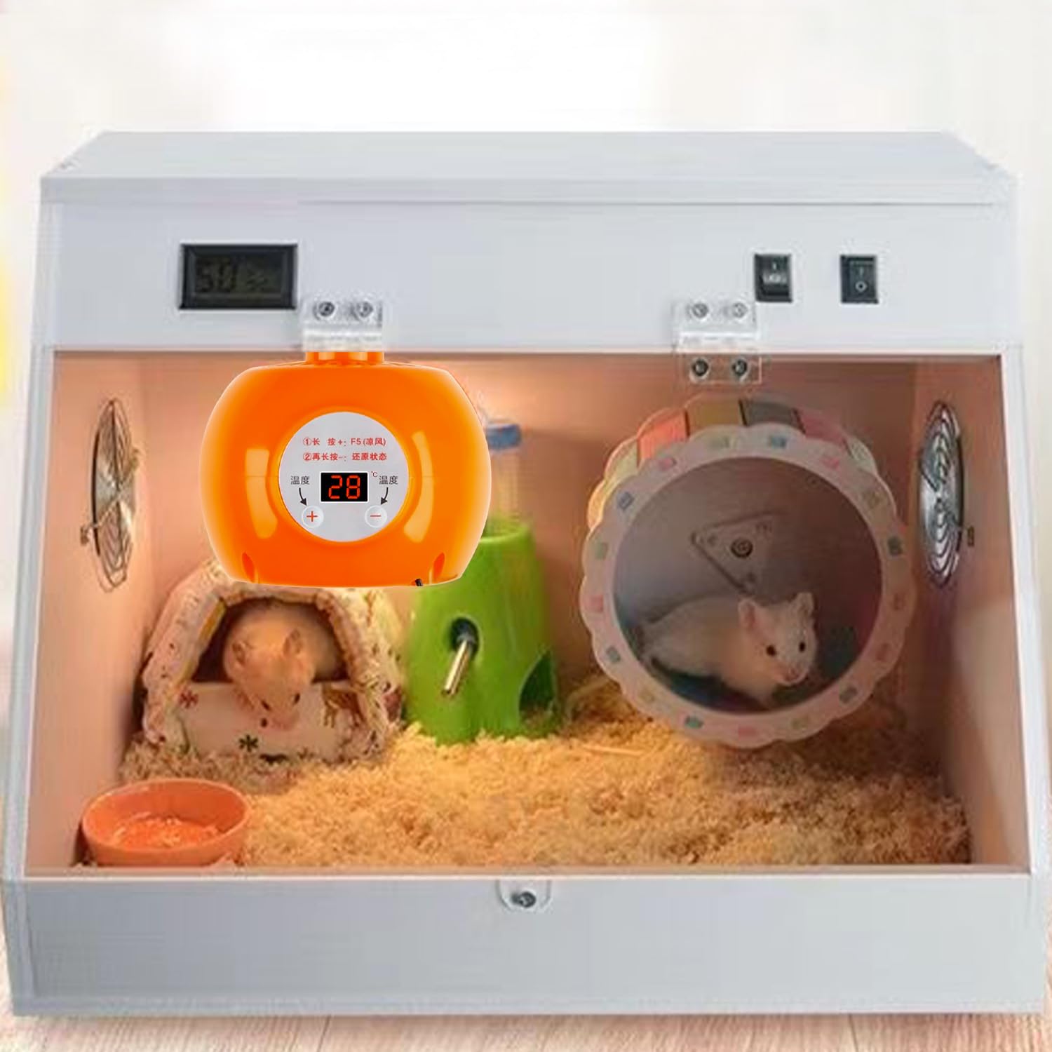 Tissting Lámpara de Calor para Aves de Corral, Lámpara de calefacción automática Ajustable 150W 220V E27 con Pantalla LCD para Conejos Pollos Mascotas, Granjas y Corrales