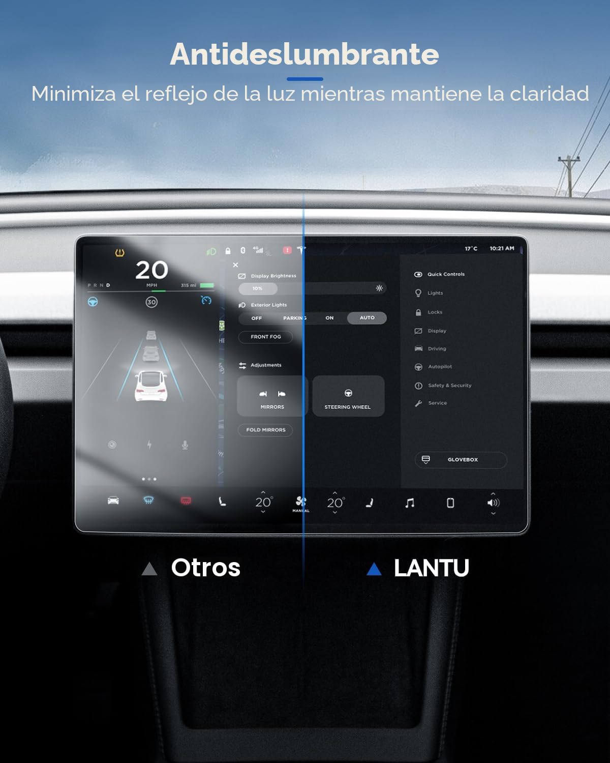 2 Piezas 15,4" + 8" Protector de Pantalla para Tesla Model 3 2024-2026 y Model Y 2025, Vidrio Templado 9H Mate Antirreflejo Frontal Y Trasero con Kit de Instalación