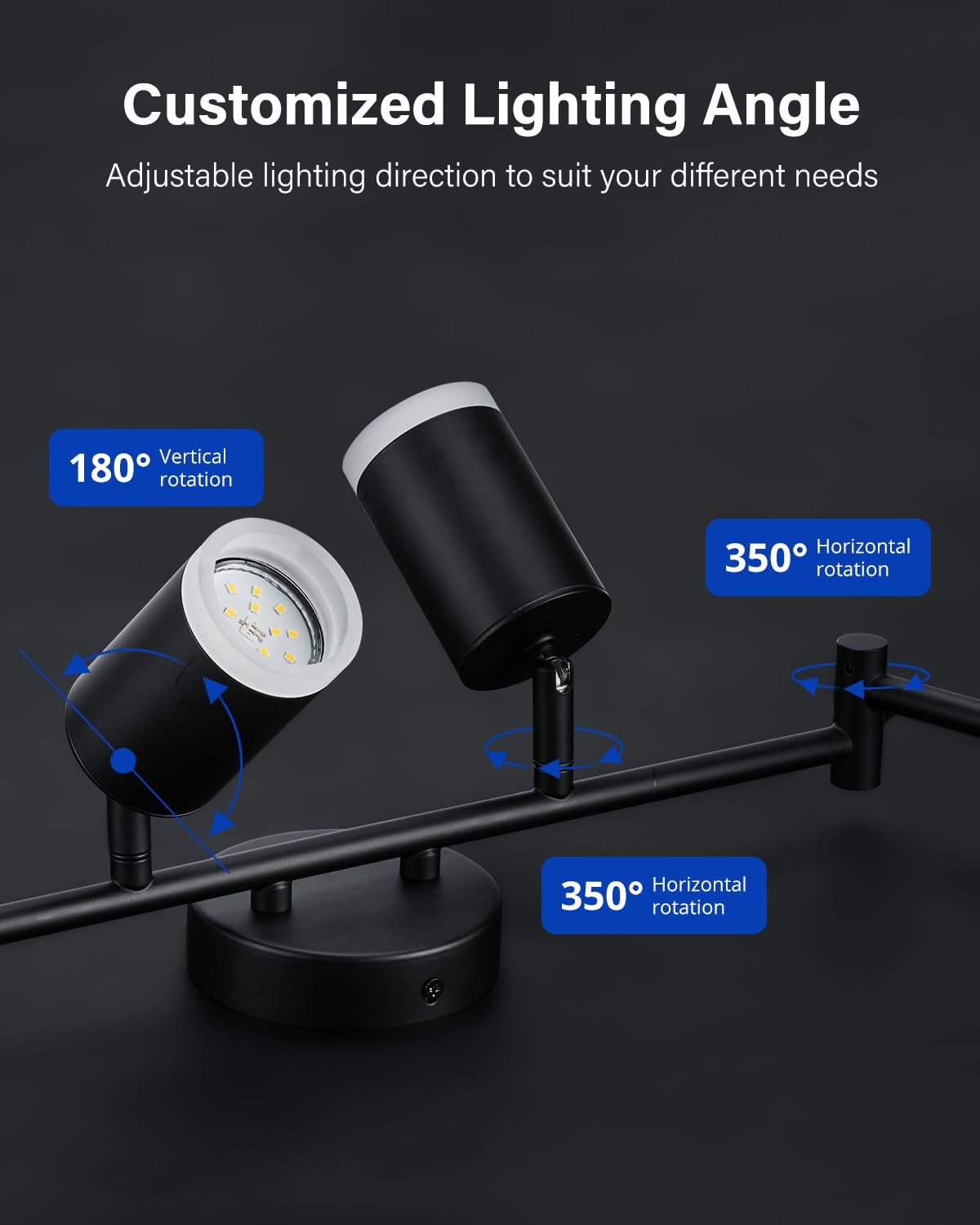 Leselux LED Ceiling Spot Light Rotatable, 6 Way Adjustable Ceiling Spotlight Fitting with GU10 Base - Image 3