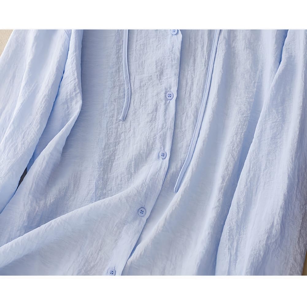 Generisch Camisetas ligeras de manga larga con botones para mujer, informales y de secado rápido