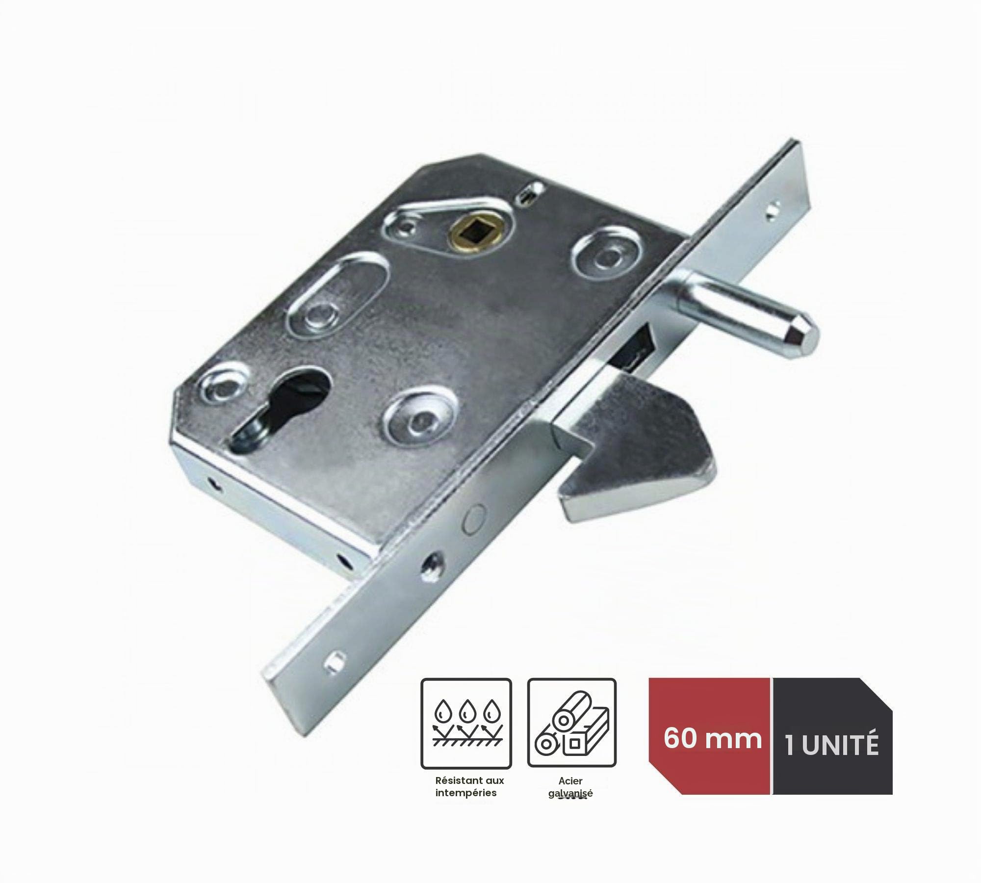 DOJA Industrial | Serrure à Crochet | 60 mm | 1 unité | Serrure Porte à Crochet | Pour Porte Coulissante, Serrure Portail Exterieur, Verrou de Porte, Portes de Garage, Portail Coulissant ...