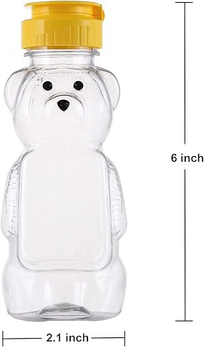 Miniatura 4 de Bekith Paquete de 16 frascos de plástico de 8 onzas líquidas de miel de oso, botella de miel vacía con tapa abatible para almacenar y dispensar