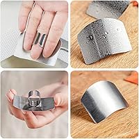 Vista 2 de Paquete de 4 protectores de dedos de acero inoxidable, protector de dedos para cortar herramientas de cocina, protectores de dedos para cortar