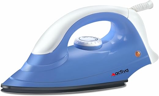 ACTIVA Plastic Coral 900 Watts Light Weight Dry Iron, Wrinkles free Ironing, Non Stick Teflon Coating, Over Heat Safety, ISI Marked, Swivel Cord,...