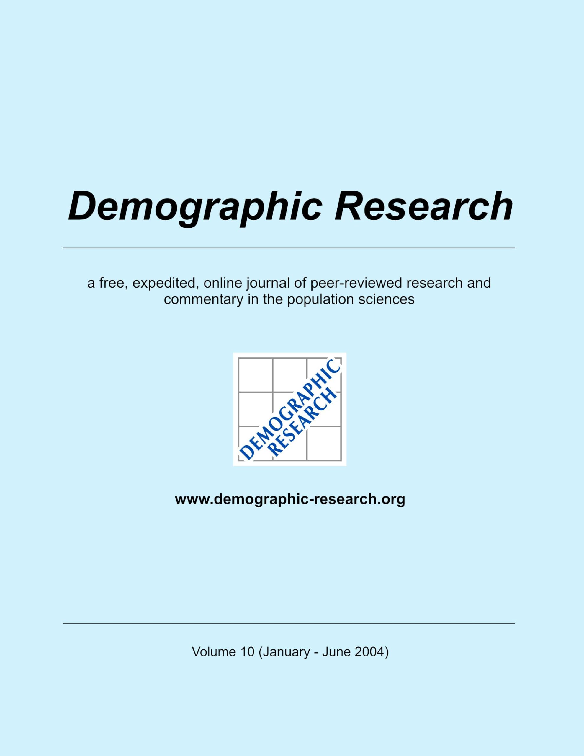 Demographic Research, Volume 10: a free, expedited, online journal of peer-reviewed research and commentary in the population sciences