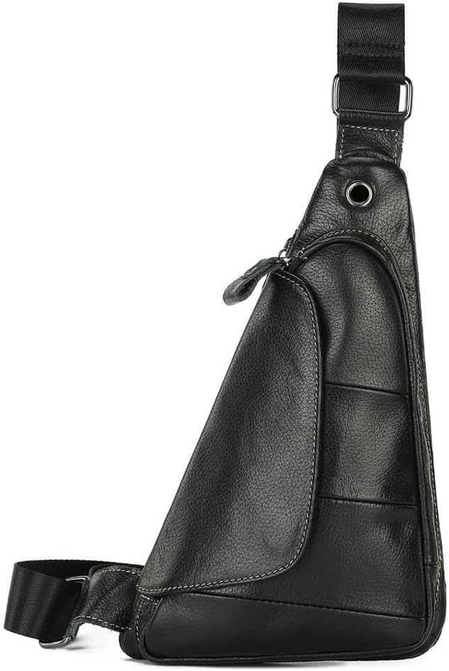 SMEJS 爆発的なメンズチェストバッグレジャーレザーメンズバッグヘッドレイヤーレザーレトロ多機能クロスボディバッグ