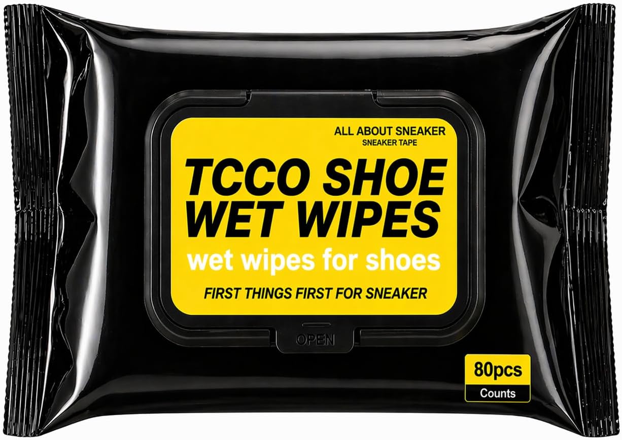 TCCO Natural Sneaker & Shoe Cleaner Wipes - 1 Packs of 80 - Portable Sneakers Cleaner Shoe Wipes Quickly Remove Dirt & Stains - These Disposable Shoe Cleaning Wipes Can Be Used On Footwear