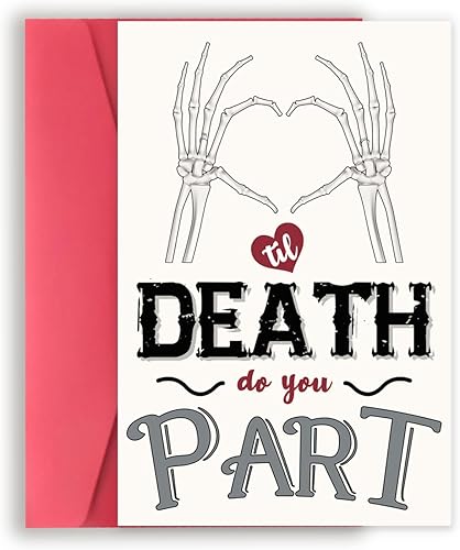 VvOoOvV Tarjeta romántica de esqueleto para el día de la boda para parejas, regalos de boda de Halloween para mujeres y hombres, tarjeta de votos de