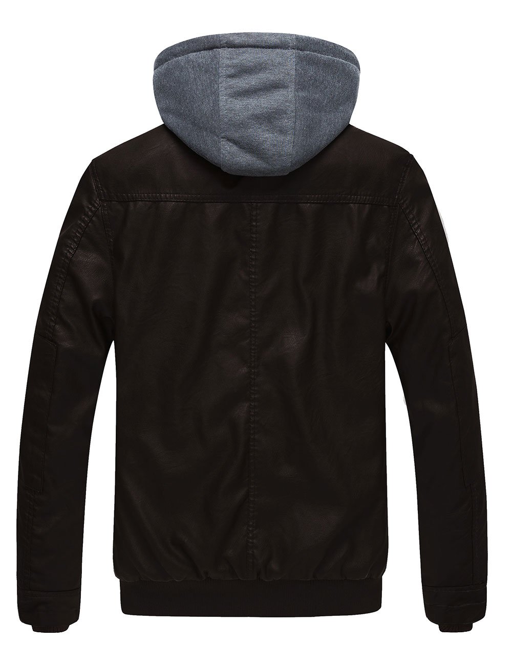 Wantdo Giacca in Pelle da Uomo Giubbotto con Cappuccio Rimovibile da Lavoro Mezza Stagione Primavera Antivento Antipioggia Giacca da Moto Casual