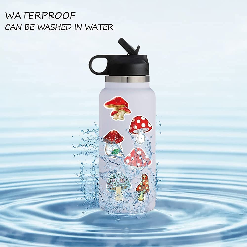 Fungo Carino Adesivi, 100 Pezzi Impermeabile in Vinile Kawaii Adesivi per Laptop, Skateboard, Bottiglia D'acqua