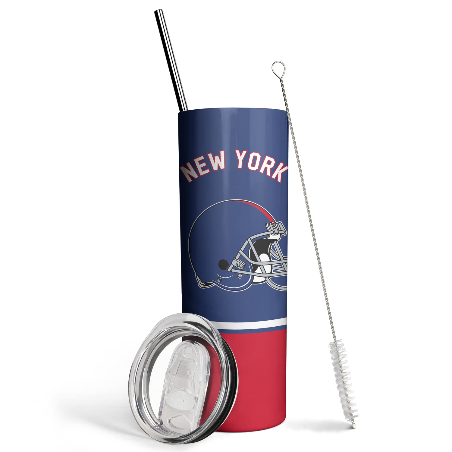 20oz Skinny Tumblers with Lid and Straws, Football Fan Gift for Reusable Travel Mug Keeps Drinks Cold & Hot Stainless Steel Insulated Tumbler