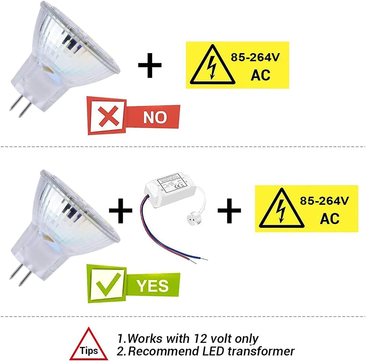 Bombillas Led MR11 GU4 5W, Reemplazar 40W halógeno equivalente LED bombilla foco lámpara 400LM 12V GU4 foco foco para el hogar, iluminación de pista de paisaje al aire libre,Cold white,12 Pack
