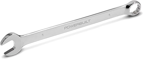 Powerbuilt Llave combinada SAE de 34 pulgadas, patrón largo, caja de doble extremo de 12 puntos y extremo abierto, pulido de desplazamiento de 15