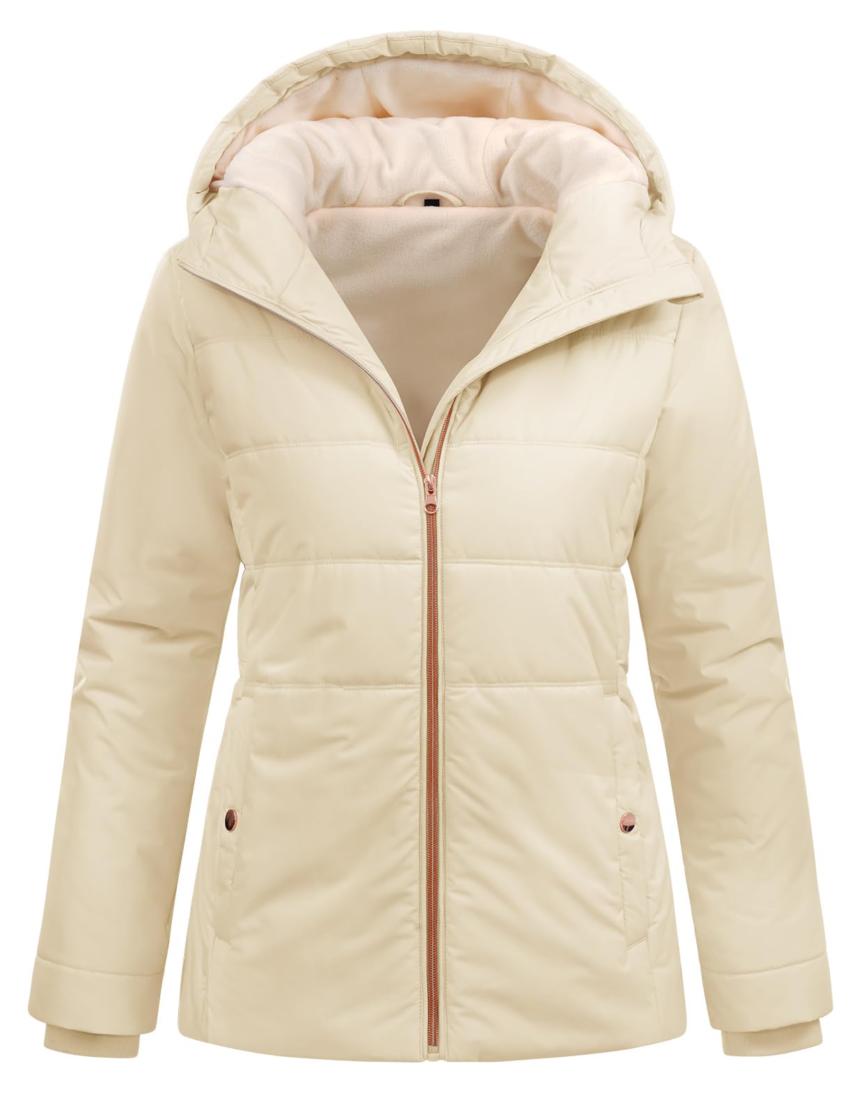 Chaqueta Mujer Invierno Corto Abrigo Acolchado Cálido Abrigos Gruesa Plumifero con Cremallera Chaquetas Polar Elegante Parka Prueba de Viento Softshell Jacket para Uso Diario y al Aire Libre