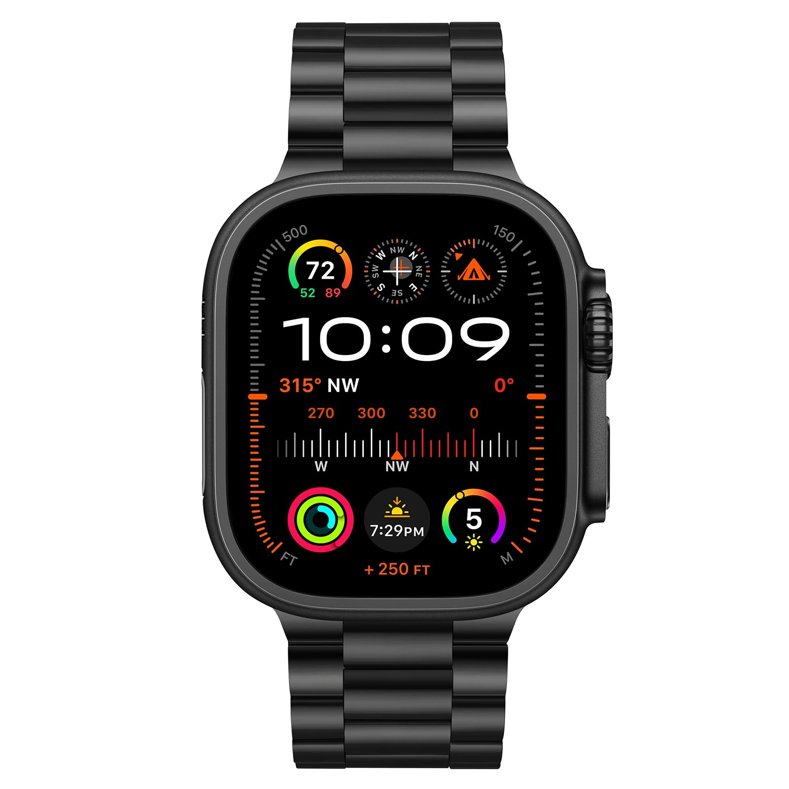 Tasikar Cinturino in metallo compatibile con Apple Watch Ultra Cinturino di ricambio in acciaio inossidabile da 49 mm compatibile con Apple Watch Ultra 2 Ultra, Negro